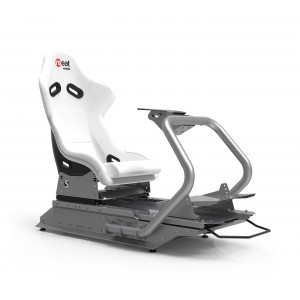 Rseat S1 White Seat / Silver Frame Racing Simulator Cockpit